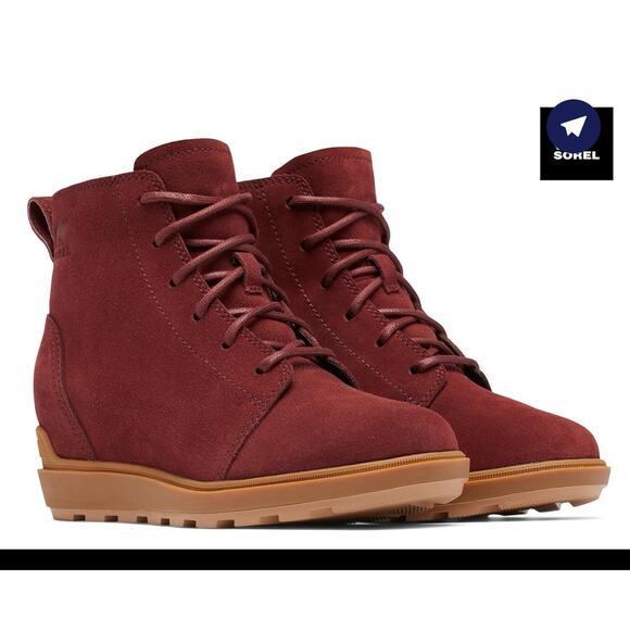 NWT Sorel Evie II Lace Waterproof Suede Wedge Bootie Women’s Sz10 Quiet Luxury - Picture 2 of 8